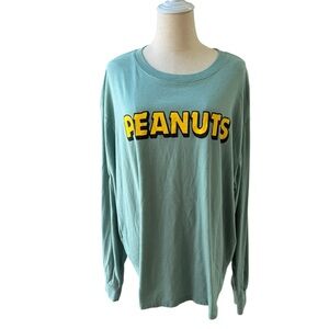 PEANUTS Green Long Sleeve Logo Tee